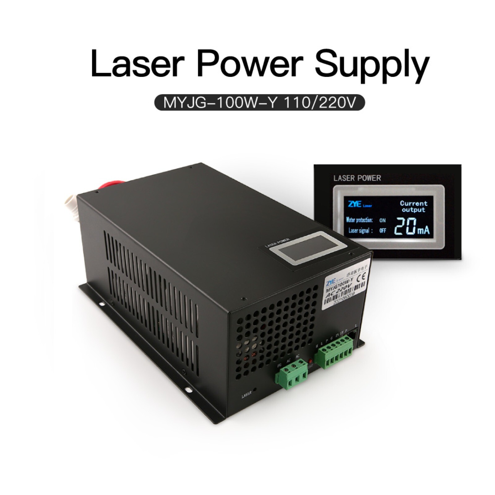 MYJG-100W-Y 100W CO2 Laser Power Supply with Current Display for 100W Laser Tube