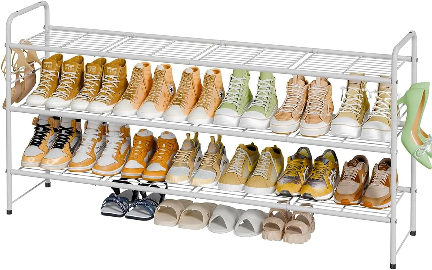 Three-tier shoe rack, suitable for wardrobes, 46.5-inch extra-long shoe rack