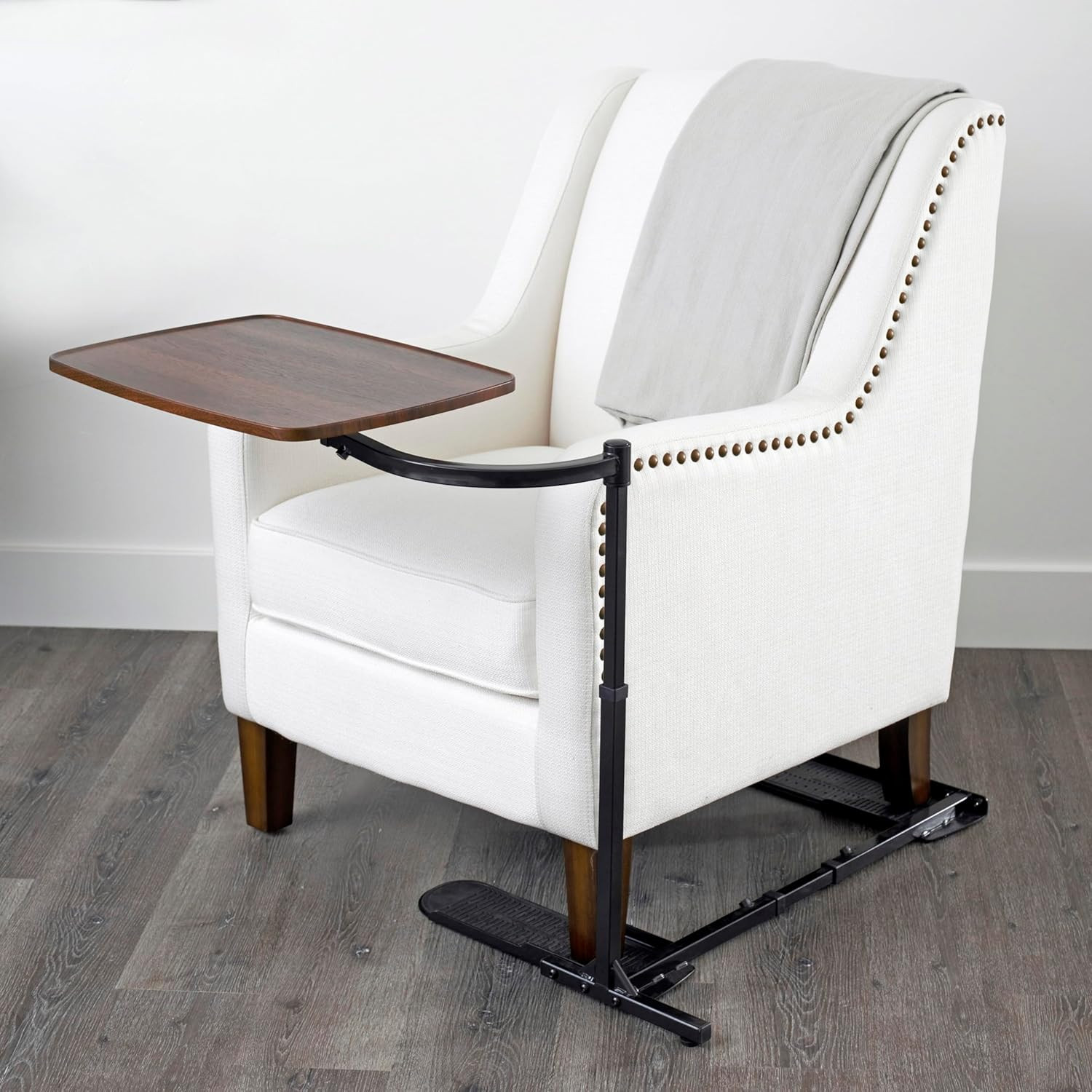 Adjustable Swivel Laptop Stand & Couch Desk - Walnut Side Table & Gaming Tray