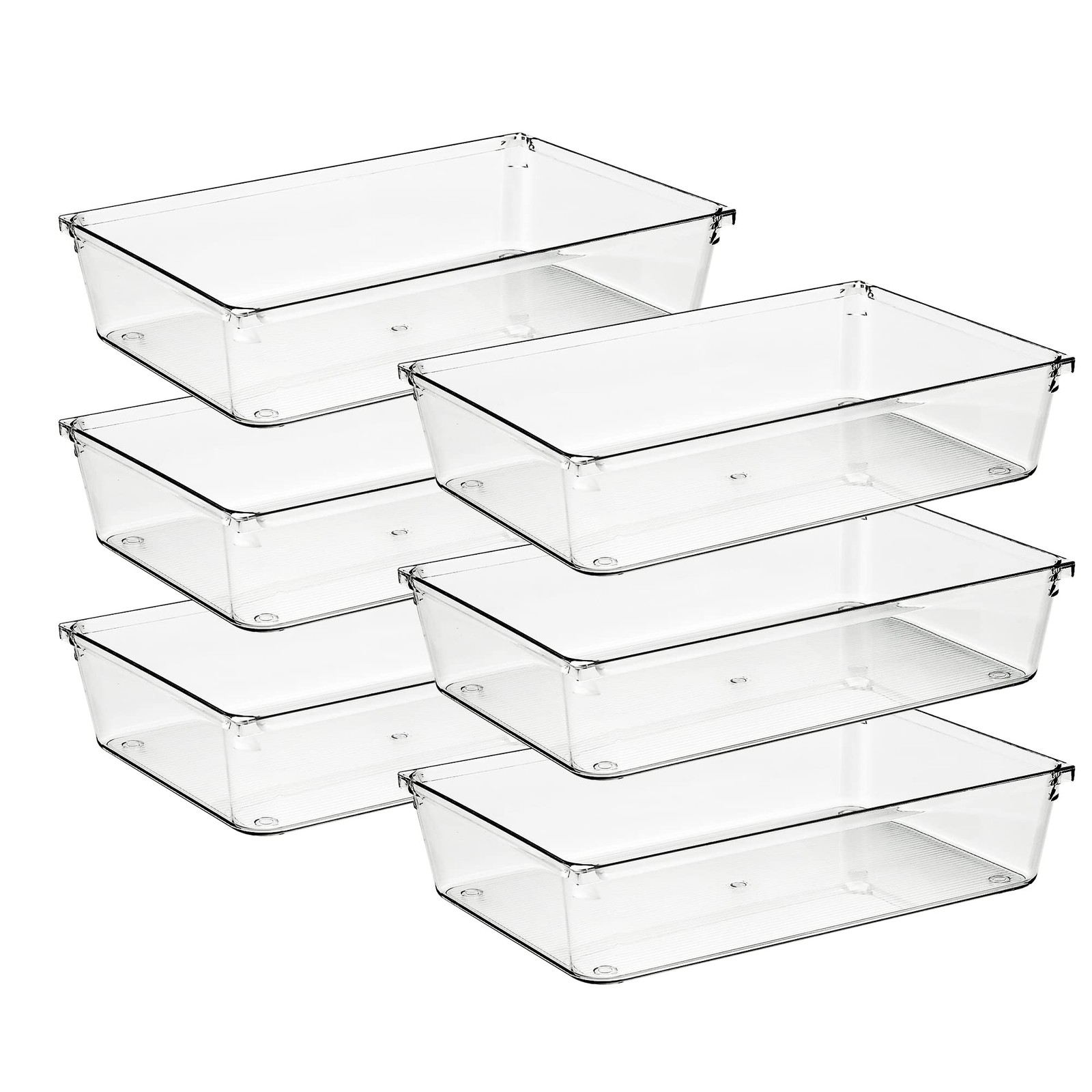 Ravinte 6 Pack Drawer Organizer - 6" X 9" Plastic Storage Bins, Acrylic Organize