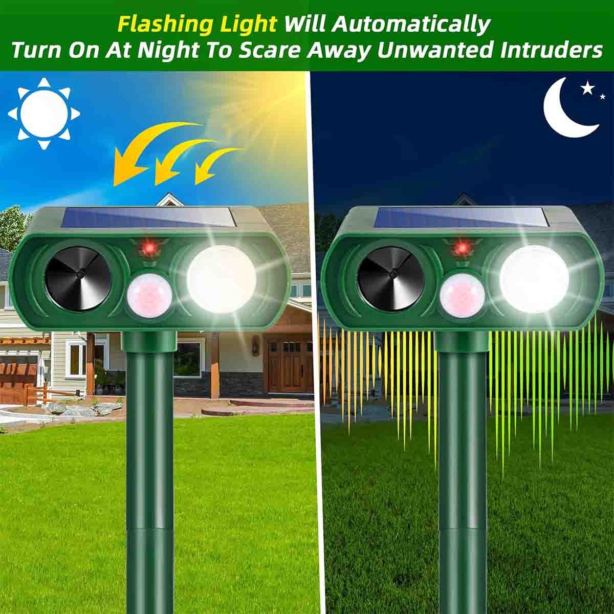 4 Pack 2026 Ultrasonic Repellent Solar Animal Repeller with Motion Sensor Device