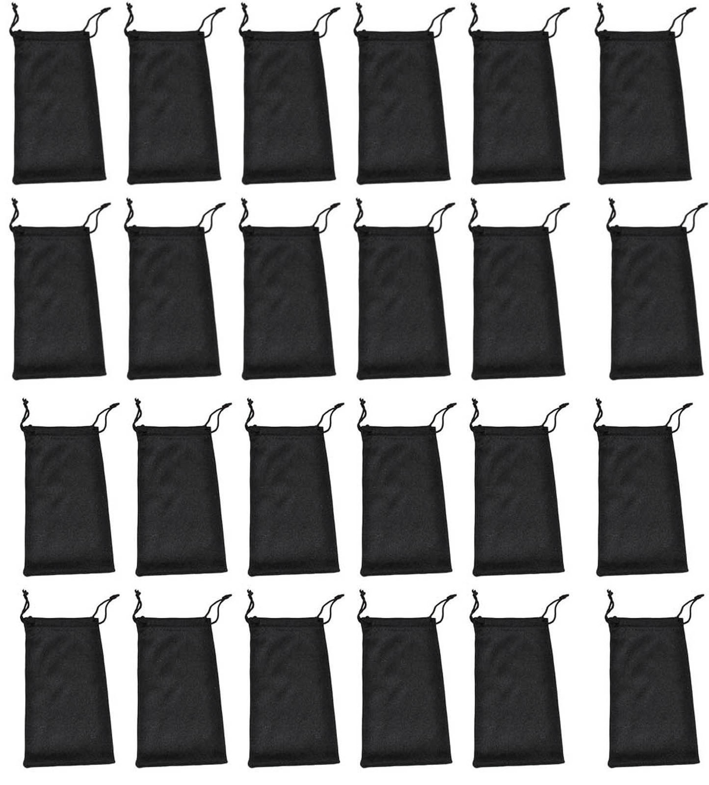 LOT OF 24 PCS SUNGLASSES EYEGLASSES BLACK POLYESTER POUCH SOFT CASE BAG