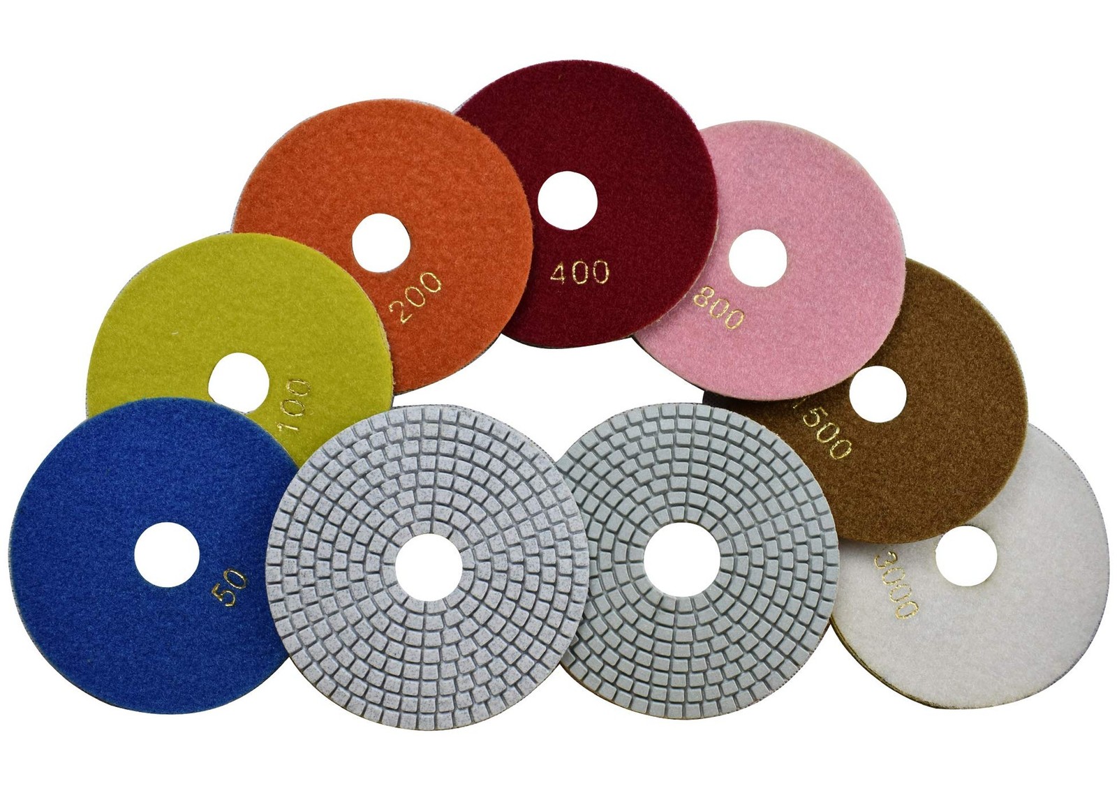 5 Inch Wet Diamond Polishing Pads - 7 Piece Set for Marble Granite Concrete C...