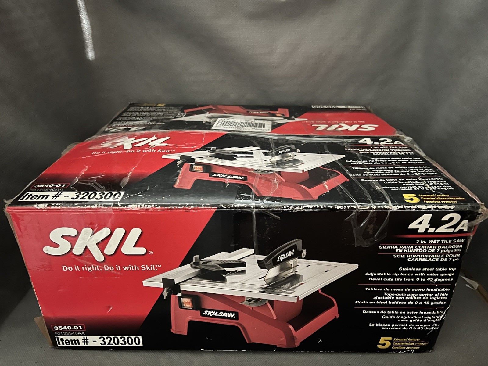 Skil 7-Inch Corded Electric Wet Tile Saw with Stainless Steel Table Top Red
