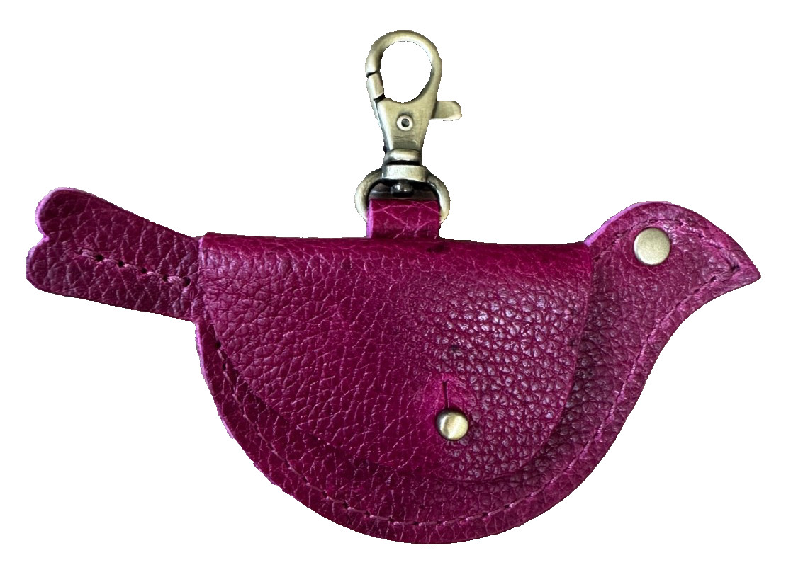 NEW Portland Leather Goods Mockingbird Pouch Orchid Purse Flair Bird Fuchsia