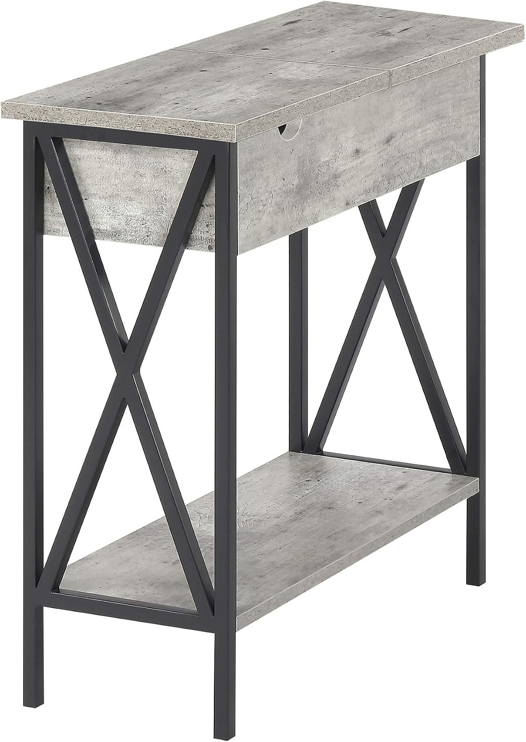 Tucson Electric Flip Top End Table, Faux Birch, Barnwood/Black, Model:161859C1