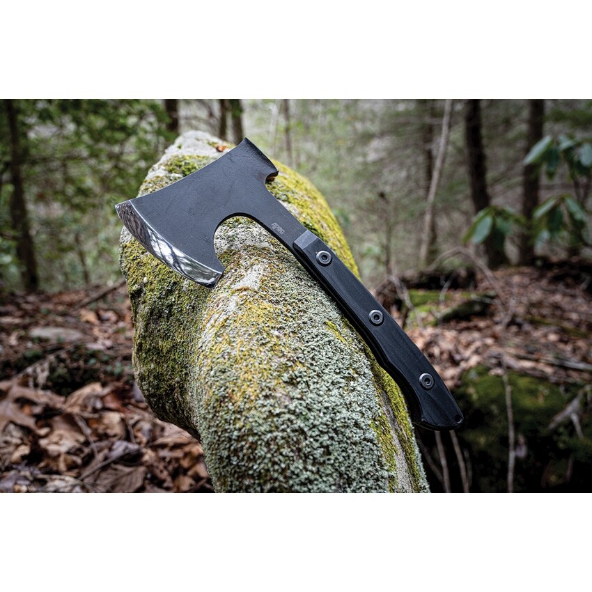 APOC Hundr Hatchet 5" Spring Steel Axe Head 4.63" Cutting Edge Black G10 Handle