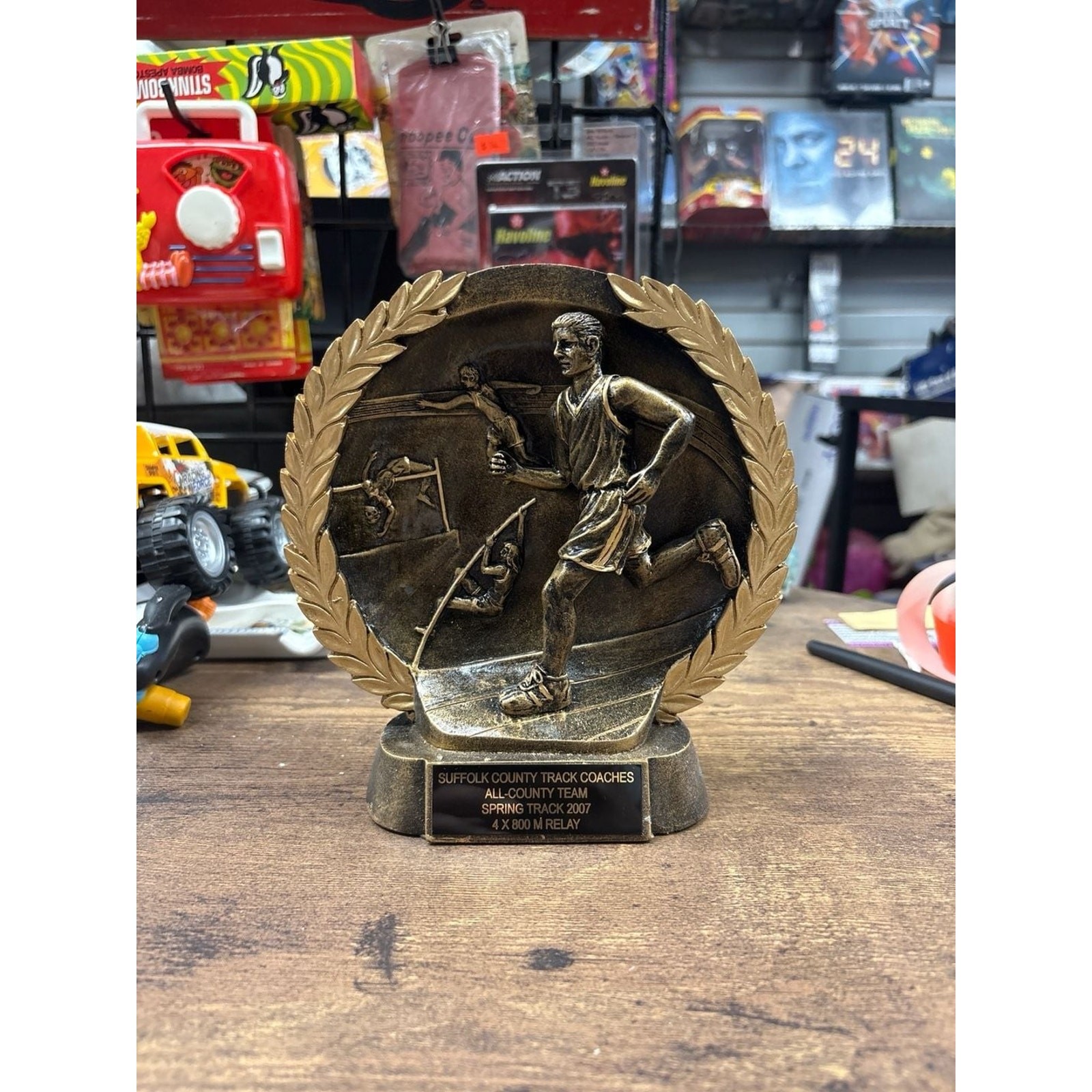 Vintage Suffolk County Track Coaches All-County Team Bronze Resin Plaque Trophy