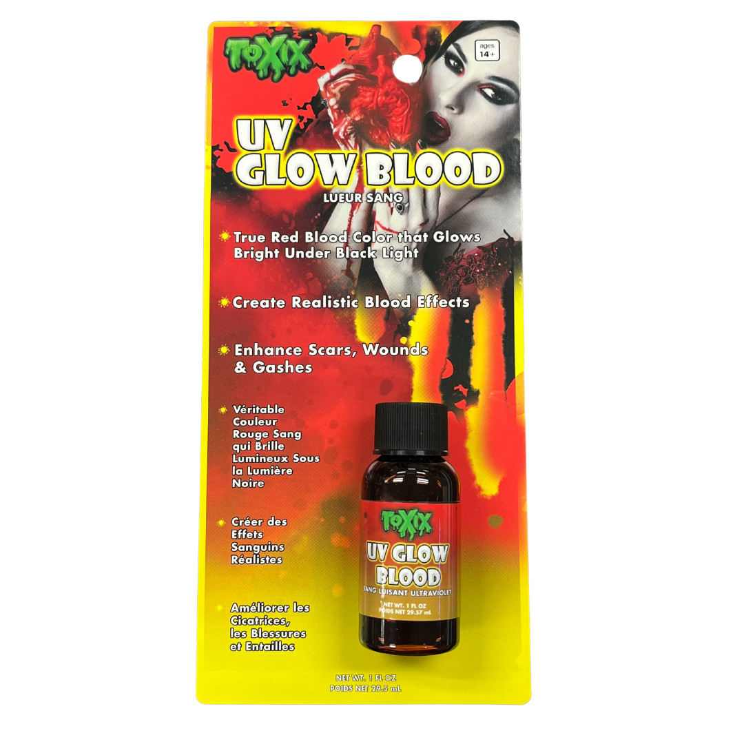 UV Glow Blood 1 Oz - TOXIX - Glows under BLACK LIGHT! Bright UV Glow! Shake Well