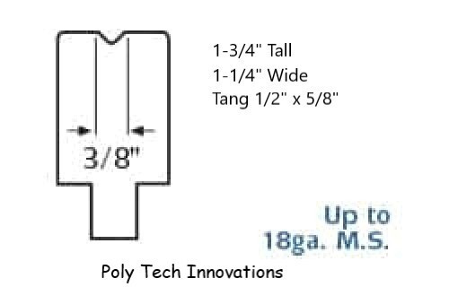 3/8" x 24" Long, Vee, 90 Degree, Polyurethane Press Brake Die, 75 D Durometer