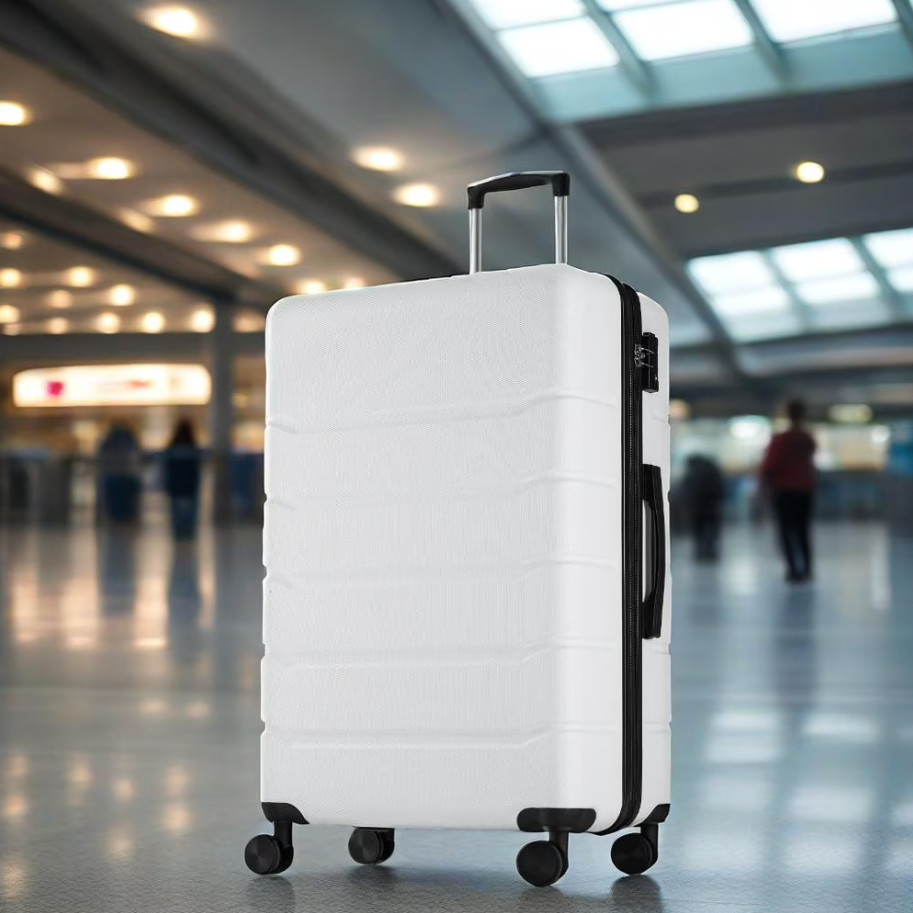 20 Inch Hardside Luggage, Expandable Rolling Luggage with TSA Lock Black/White