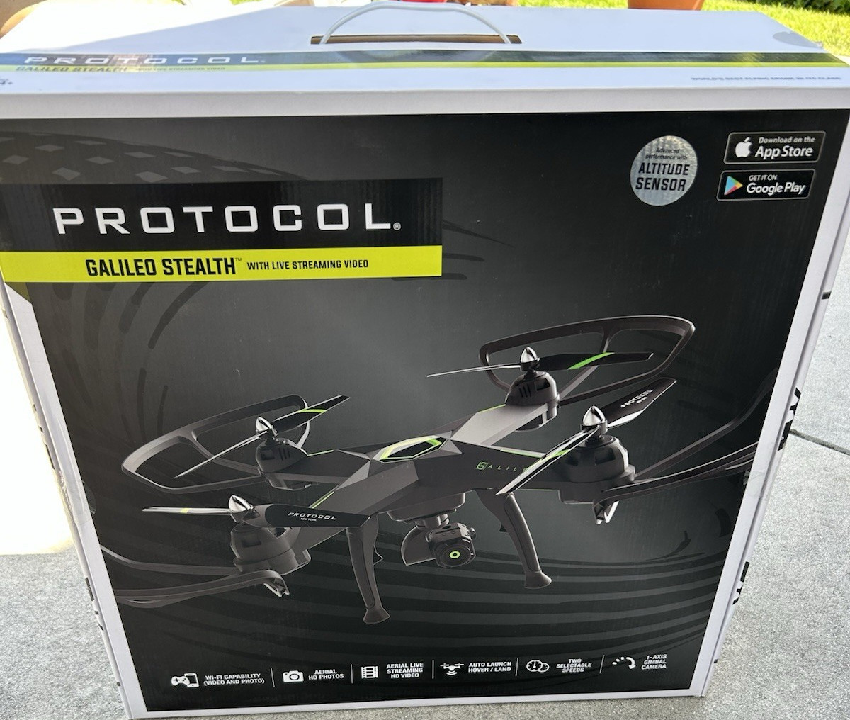 PROTOCOL Galileo Stealth RC Quadcopter Drone Camera FPV App Control