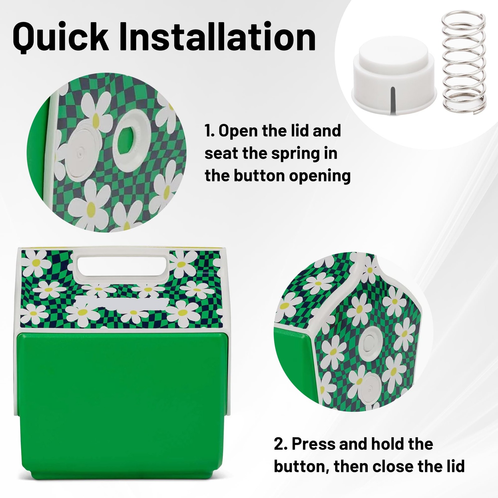 Cooler Replacement Button and Spring Compatible with Igloo Playmate Coolers, ...