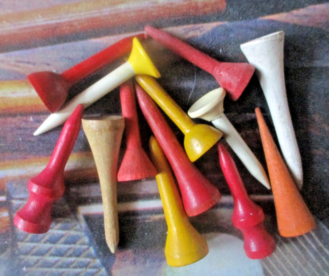 vtg - Golf tee lot - Assorted styles - Celluloid - Goblet - Funnel - Rite Hite