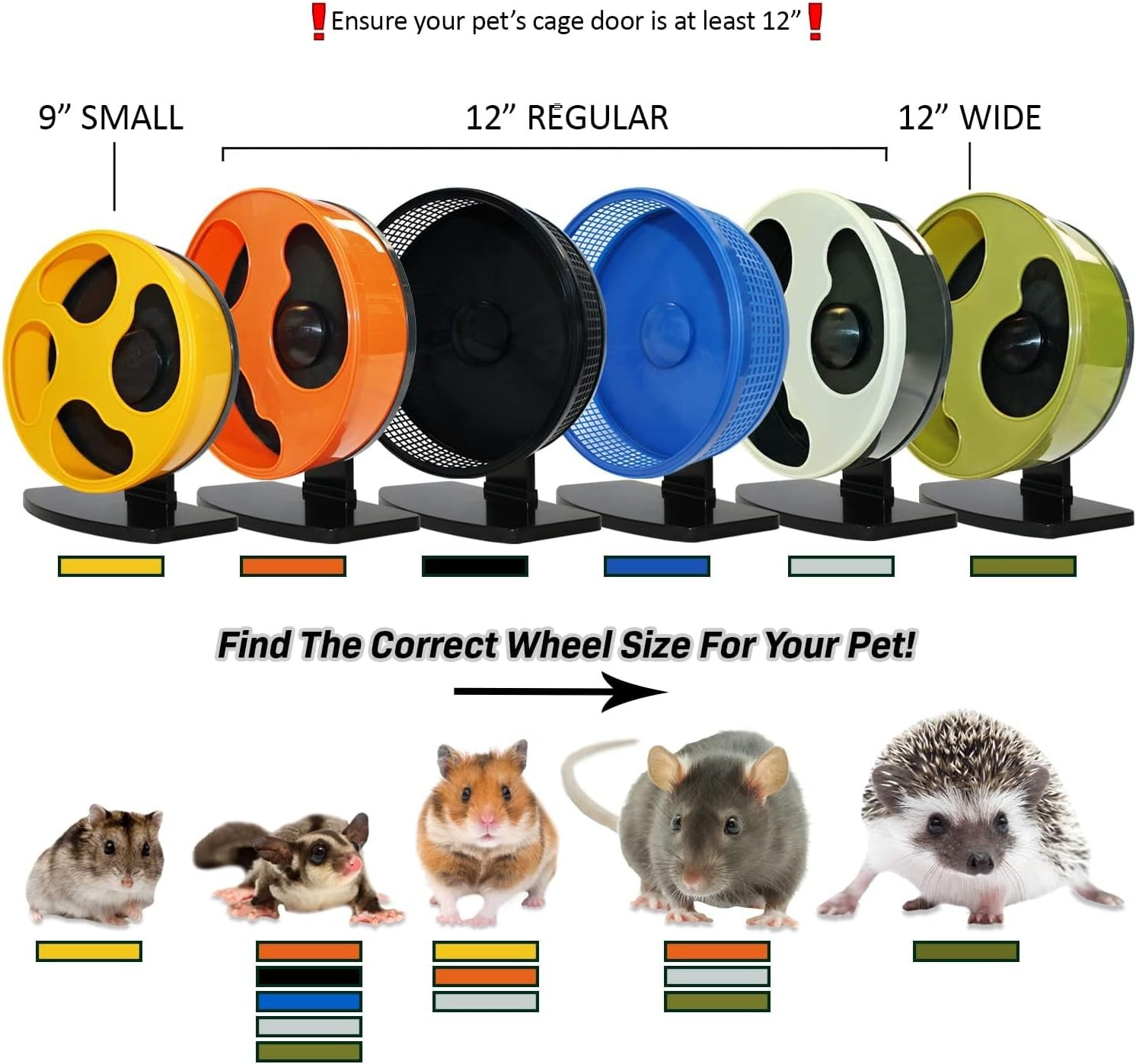Silent Runner Pro | Sugar Glider Exercise Wheel (Black with Attachment)
