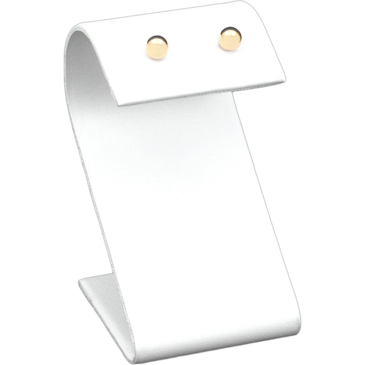 White Faux Leather Earring Jewelry Display Stand 1 1/2" x 2 1/4"
