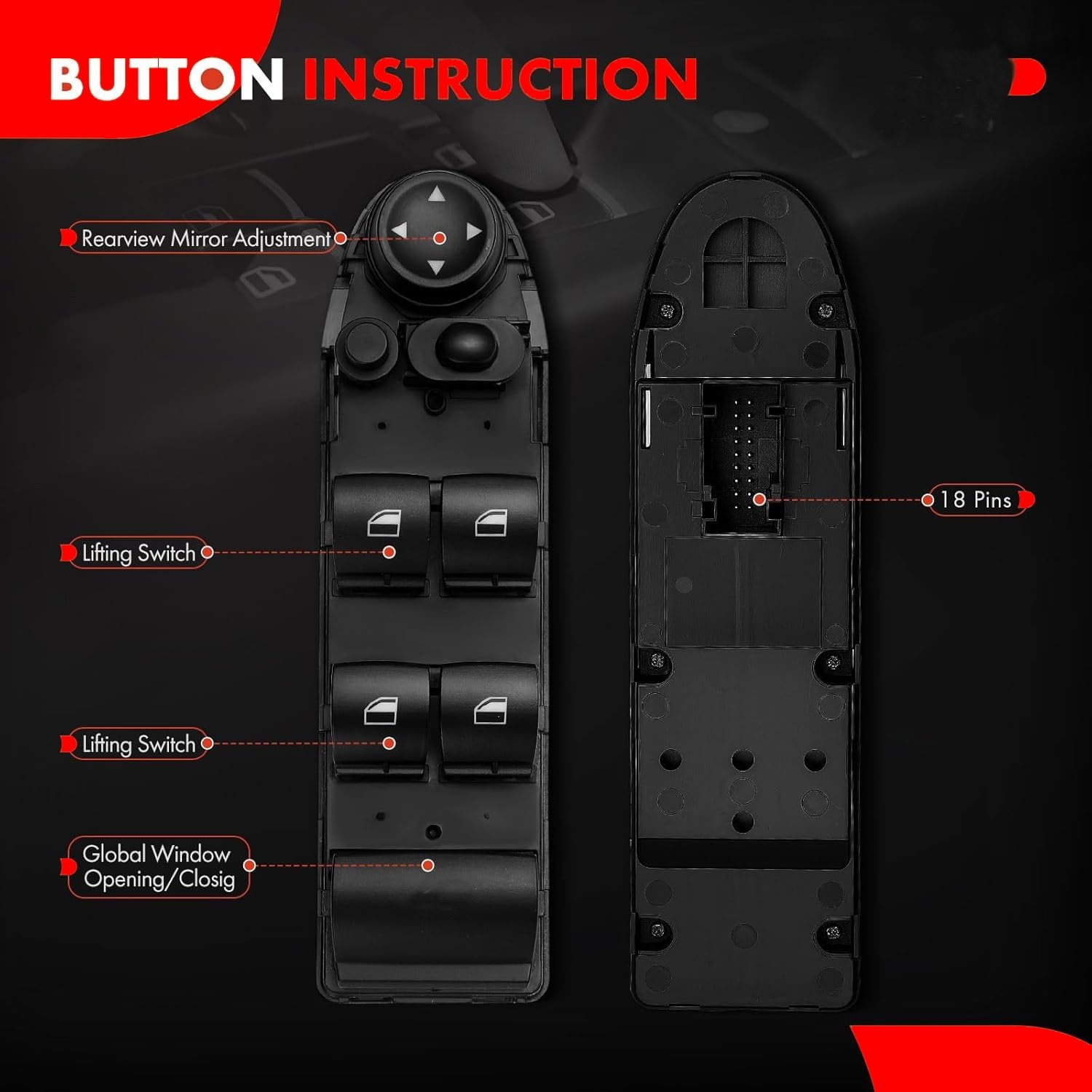 FOR BMW E90 E91 328i 335i 325i Front Left Master Power Window Control Switch
