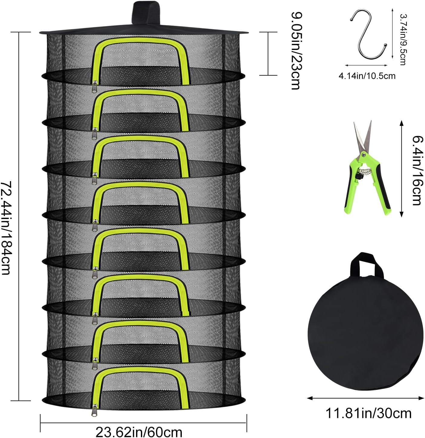 8 Layer Herb Drying Rack, Herb Drying Rack Hanging Mesh, Foldable Grass Drying R