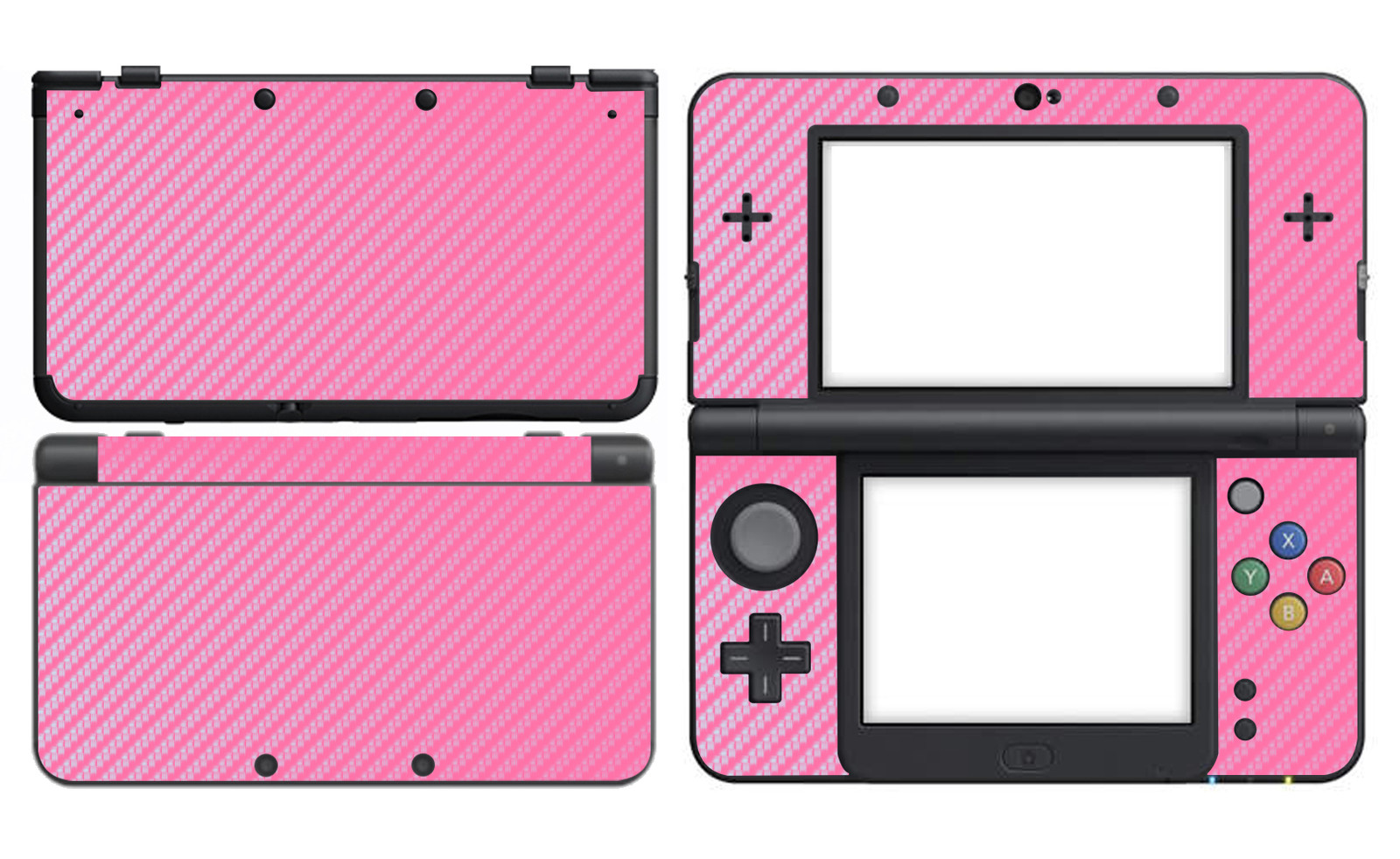 Pink Carbon Fiber Vinyl Decal Skin Sticker Cover for Nintendo New 3DS 2015