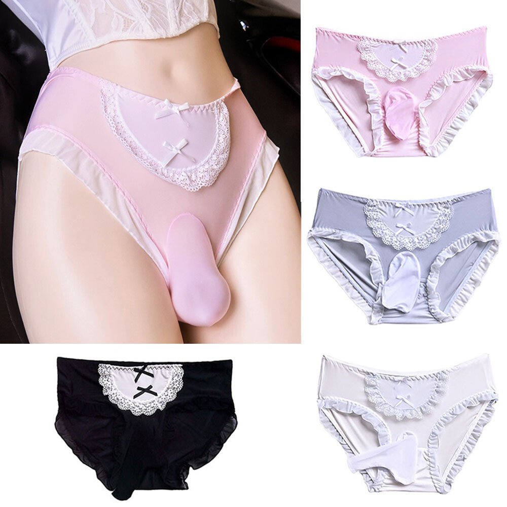 US Men's Panties Penis Cover Ruffled Lace Crossdressing Gay Lingerie Underwear