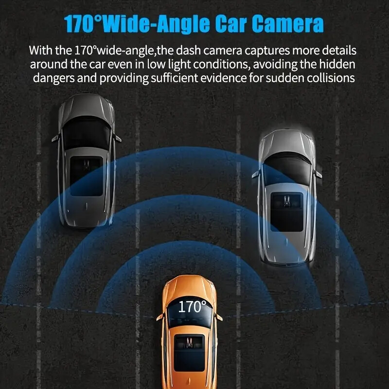 2-Inch 3 Lenses Dash Cam Front Rear Inside 1080P Car DVR Dashboard Camera