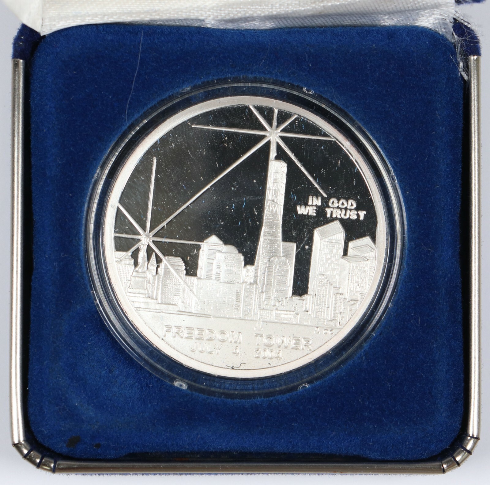 2004 $1 World Trade Center Twin Freedom Towers Coin Recovery Silver 100 Mil Clad