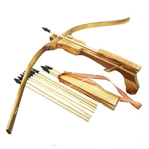 - Handmade Wood Toy Crossbow Set - 10 Wood Arrows and a Quiver - for Outdoor
