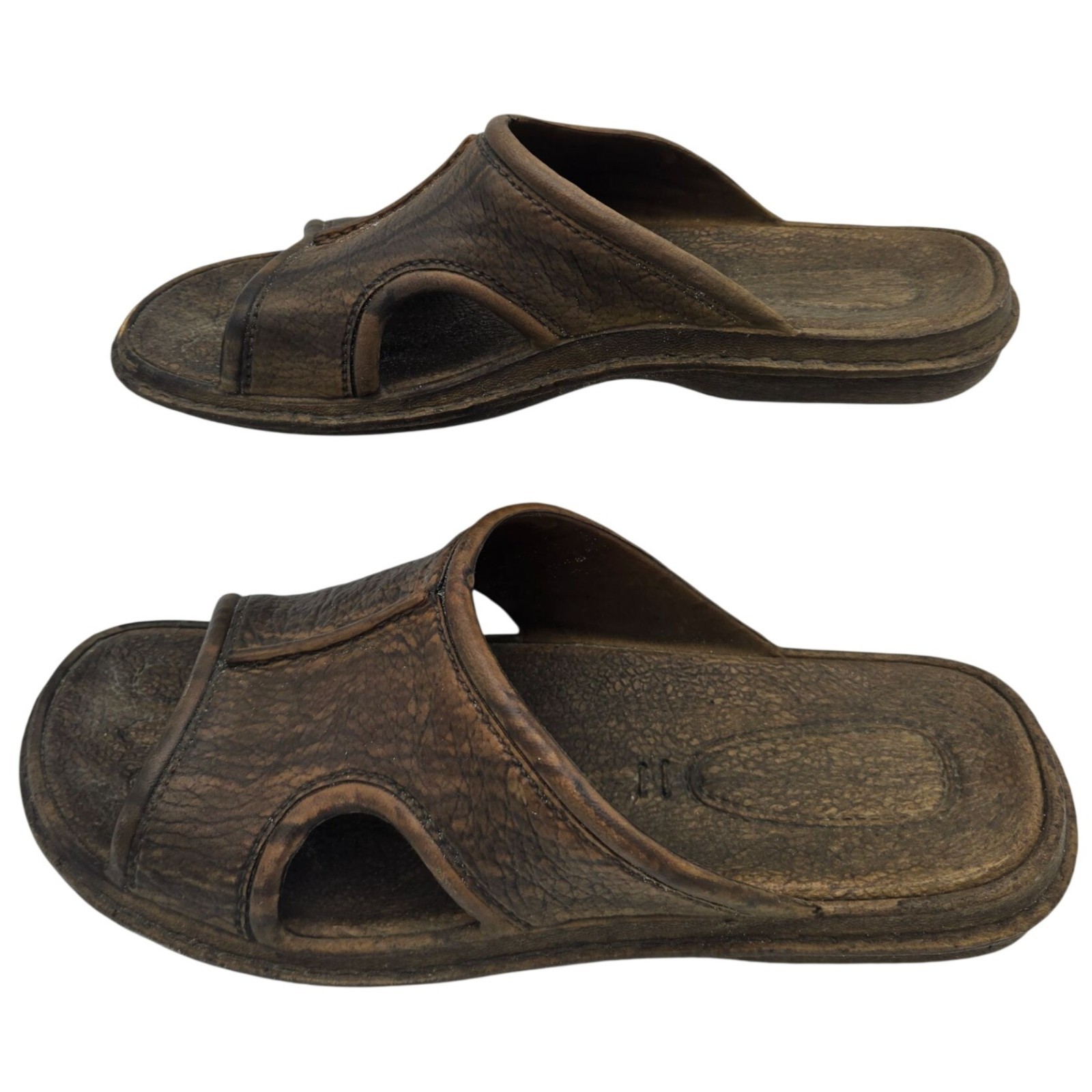 Pali Mens Terra Slides Dark Brown Size 12 Pre-Owned