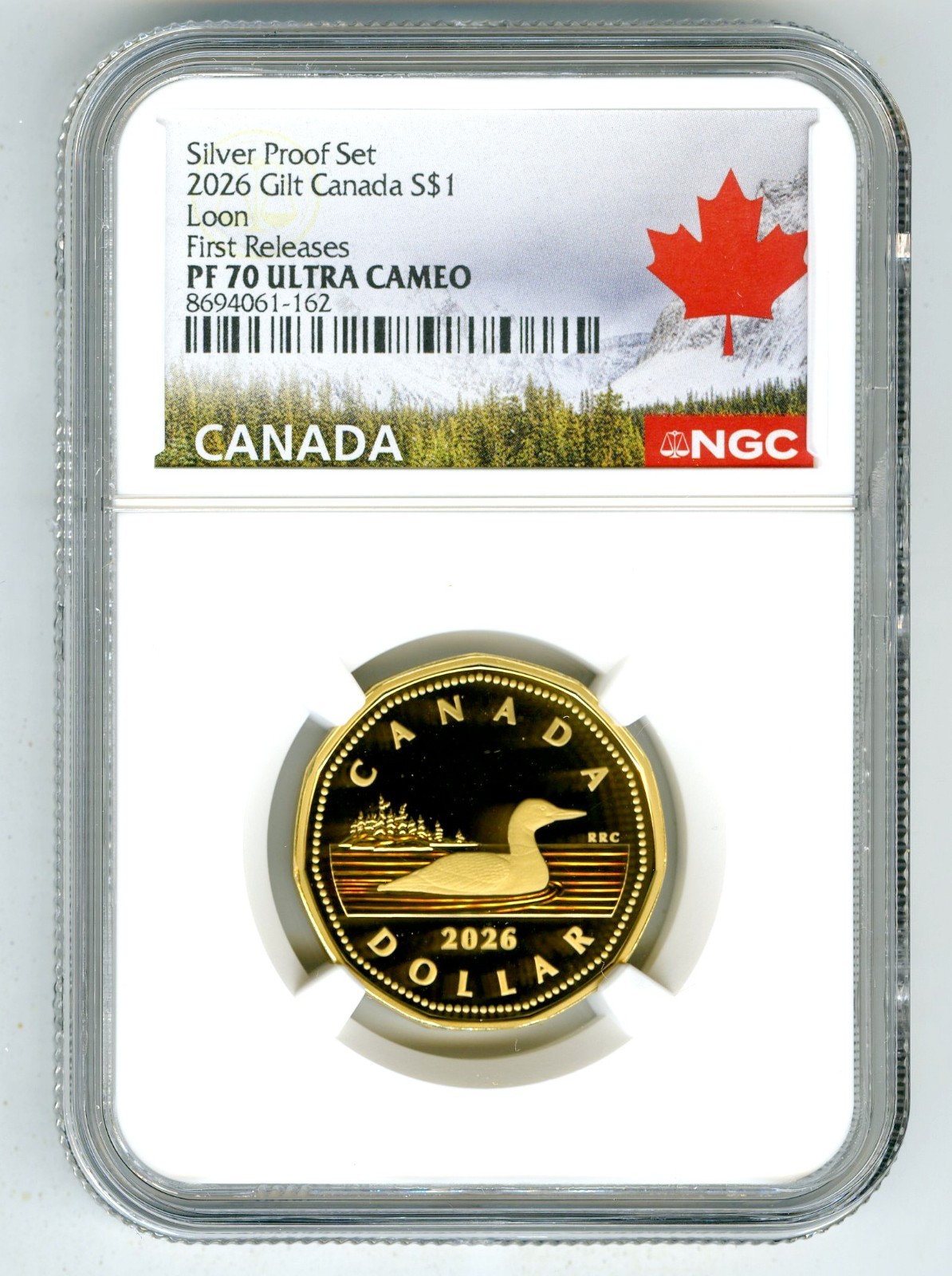 2026 $1 CANADA .9999 SILVER PROOF W/ GOLD LOONIE NGC PF70 LOON FIRST RELEASES