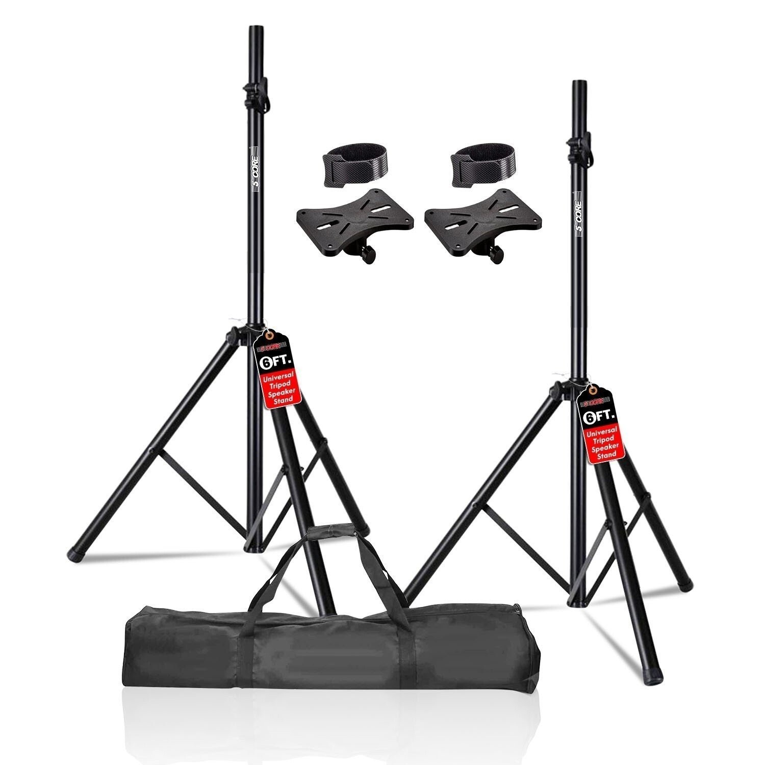 5Core Speaker Stand Tripod Pair Heavy Duty Adjustable 72" Universal Mount w Bag