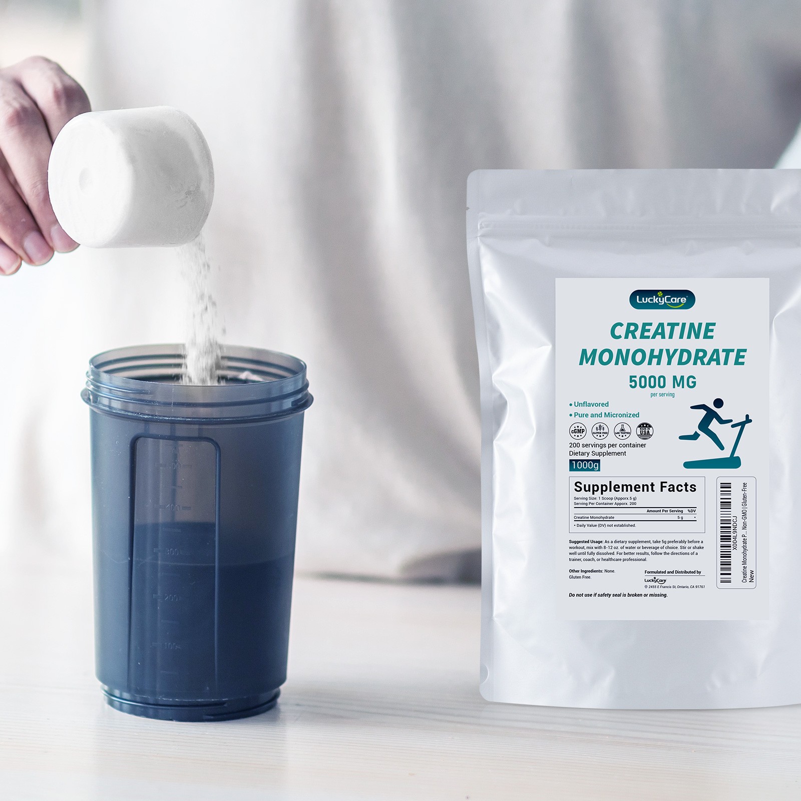 Pure Creatine Monohydrate 2.2lbs - Powder Micronized 200 Servings 5g Per Serving