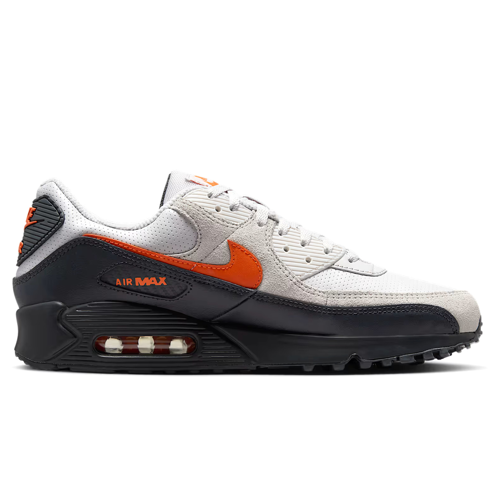 NIKE AIR MAX 90 Grey Safety Orange Mens Size 8-13 Casual Shoes IF0670-003