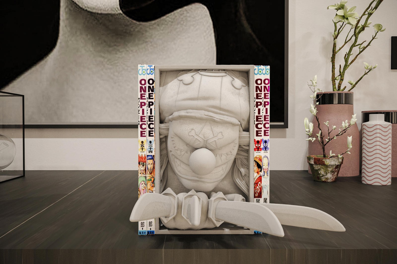 Buggy the Clown Manga Book Nook - One Piece Inspired Bookshelf Insert