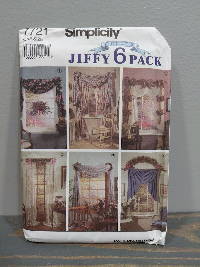 Simplicity 7721 Abbie's Jiffy 6 Pack Window Treatments Sewing Pattern