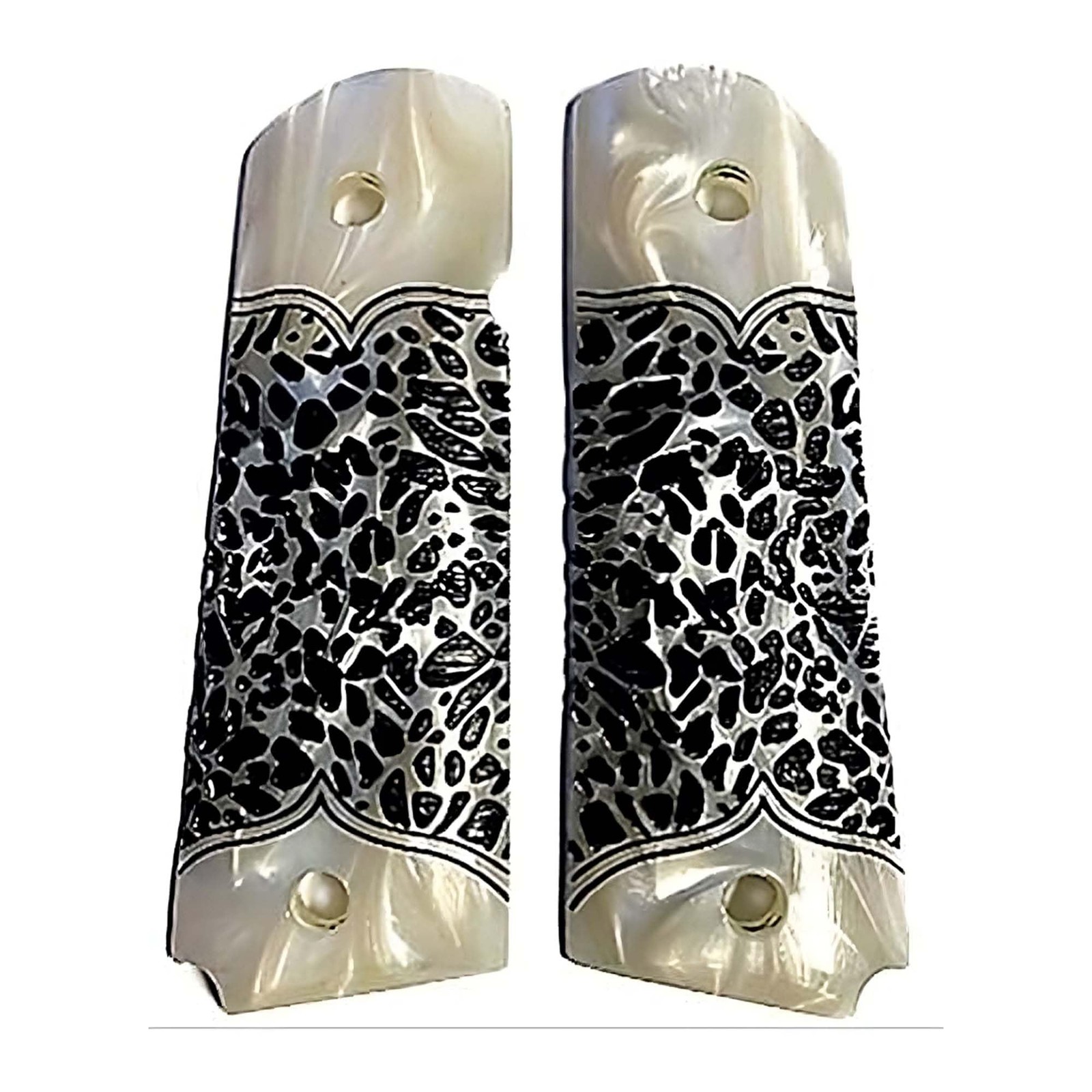 1911 Black Leopard Pearl Acrylic Grips Full Size Fits Colt Kimber Springfield