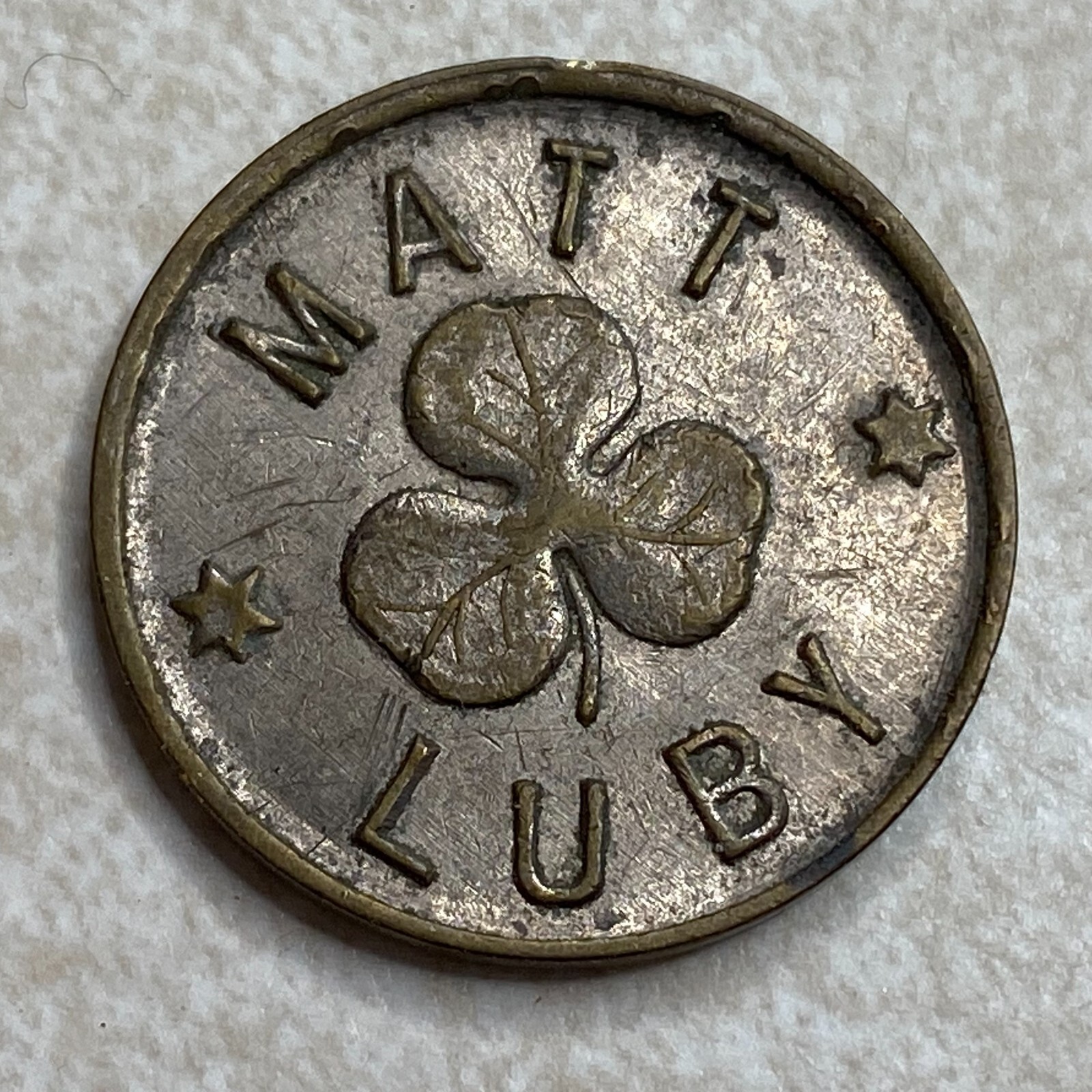 Matt Luby Clover Shamrock St Paul Arcade Slot Pinball Transit Trade Token T503