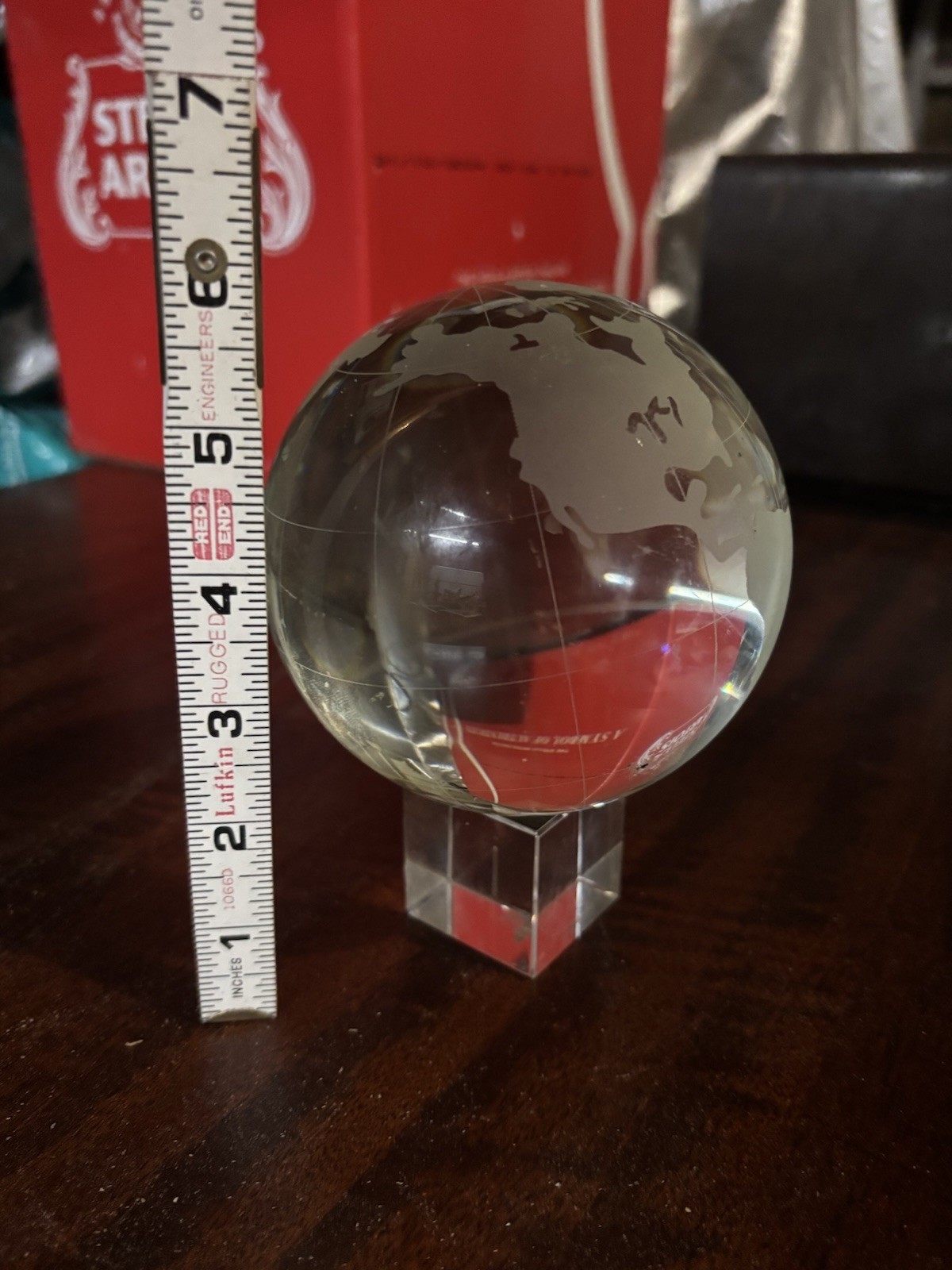 Clear Glass Globe 4 1/2 Diameter perfect condition comes with base FAST SHIPPING