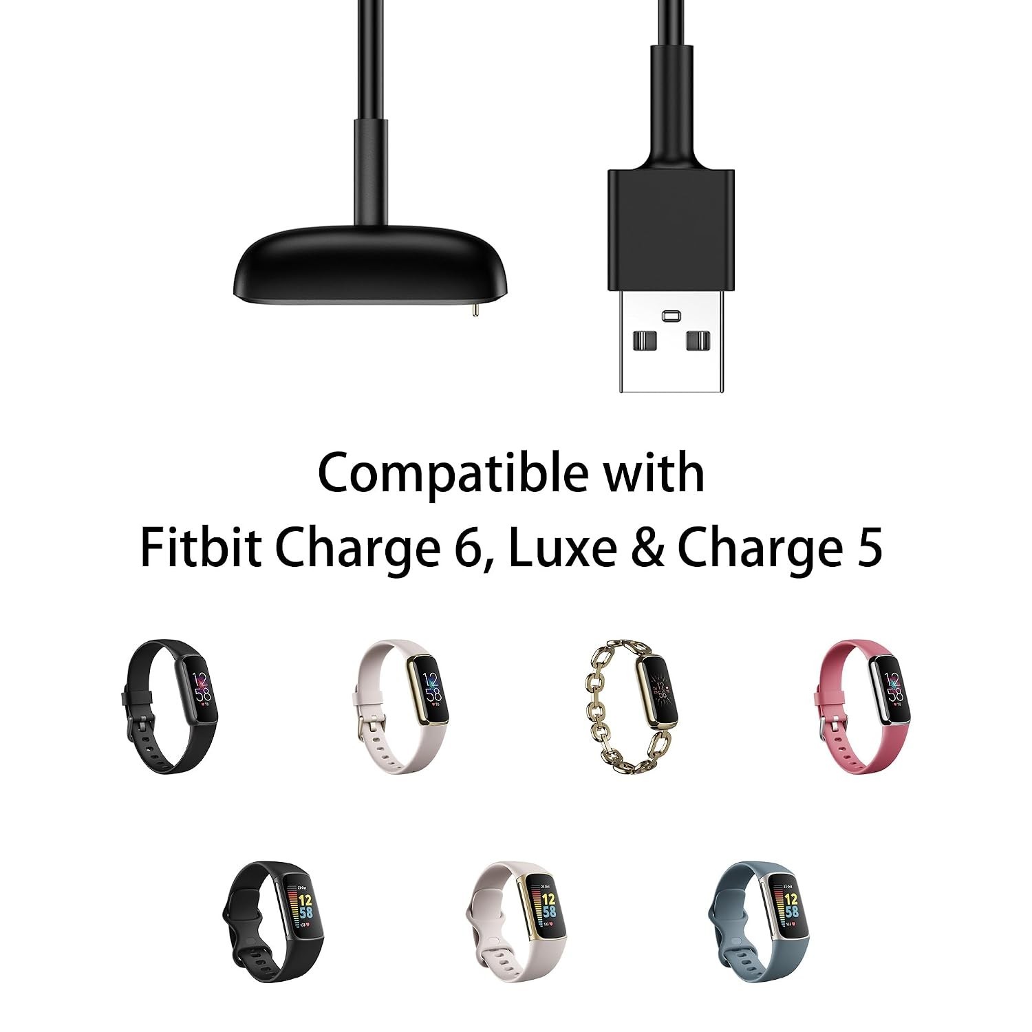 Lightweight 3.3ft Charging Cable for Fitbit Charge 5/6 & Luxe - Durable Design
