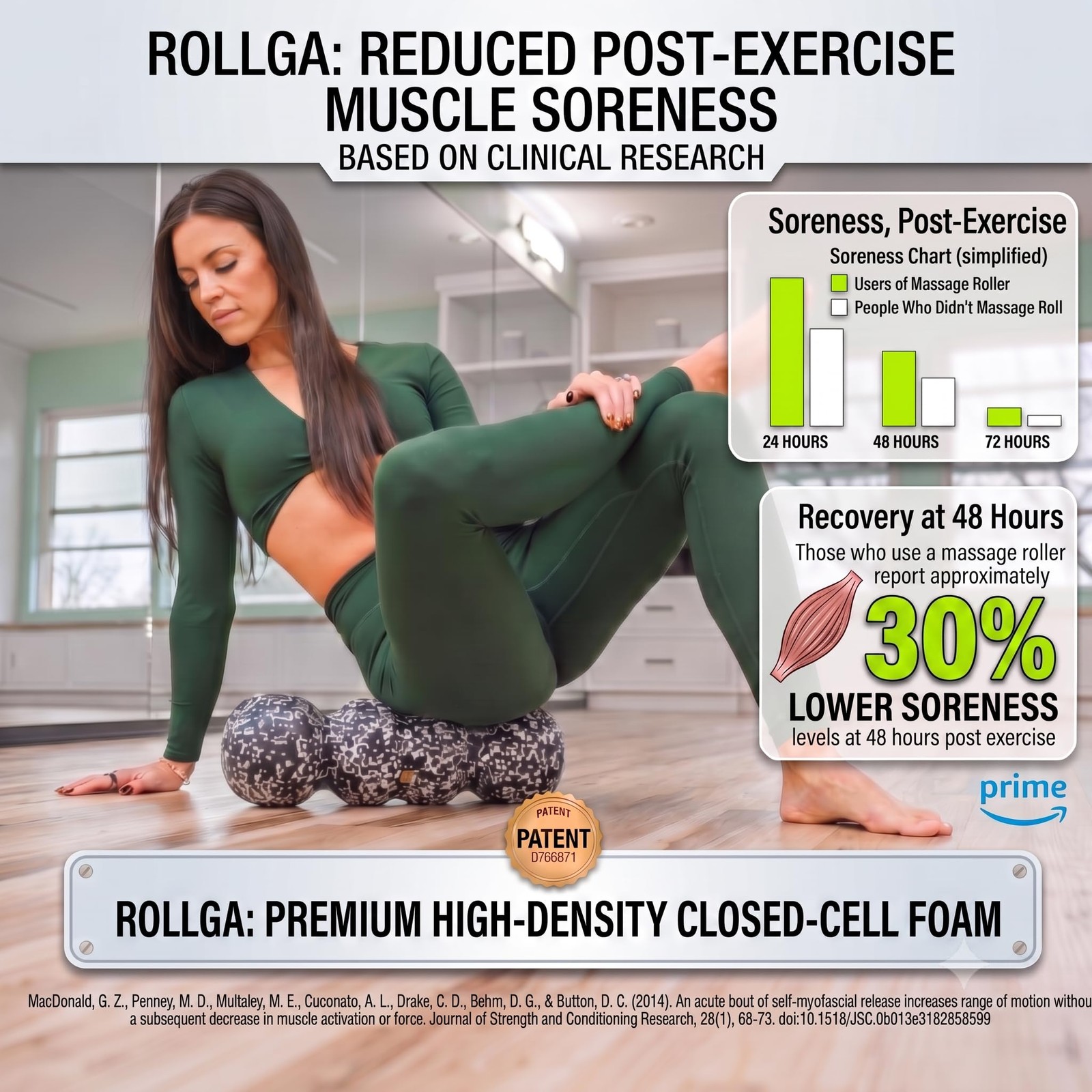 PRO - High Density Foam Roller for Exercise & Back Pain, 18 inches