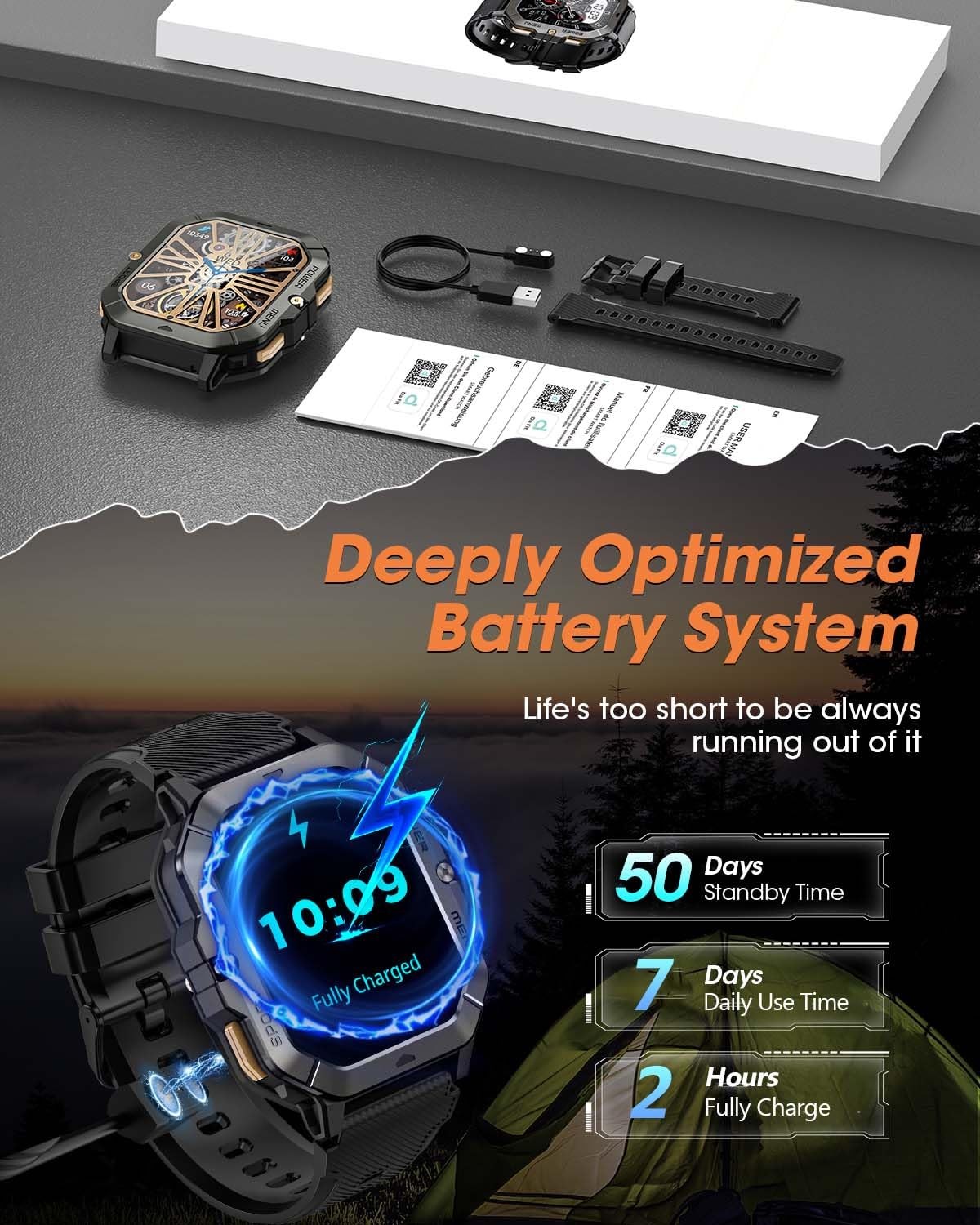 Military Smart Watches for Men (Answer/Make Calls), 2.02'' Fitness Smart Watc...