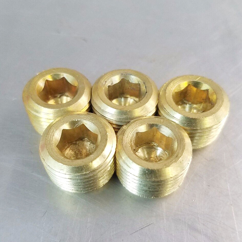 20Pcs Brass Pipe Plug 1/4" NPT Male Thread Hex Internal Head Socket Fitting USA