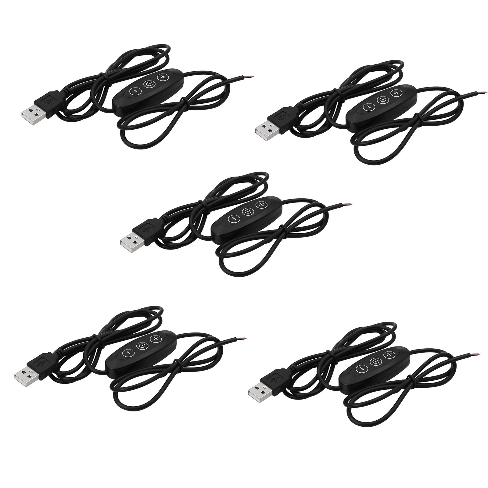 5 PCS USB Male ON/Off Switch To Stripped Ends 9Speed Dimming Cable 1.5M