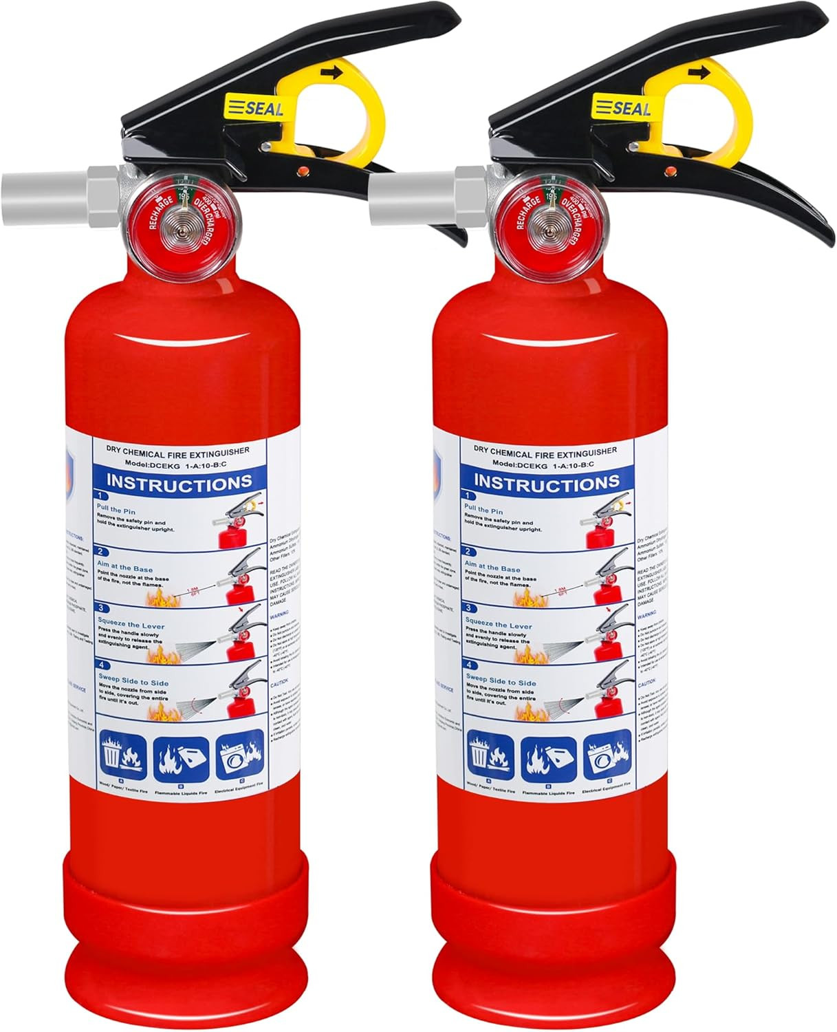 2-Pack ABC Dry Chemical Fire Extinguisher, 2.5 Lb 1A:10B:C Fire Extinguisher for