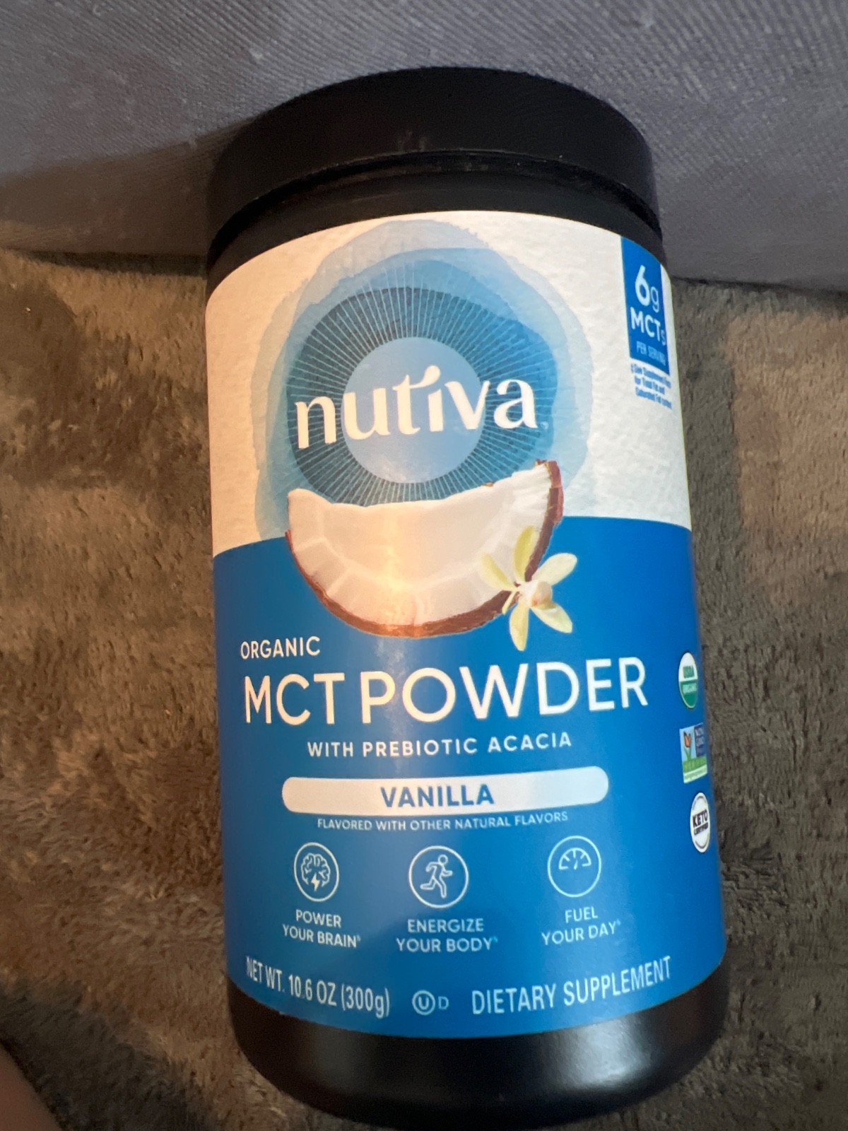 NUTIVA Organic MCT Powder Vanilla w/ Prebiotic Acacia 10.6 OZ BB 07/17/2026