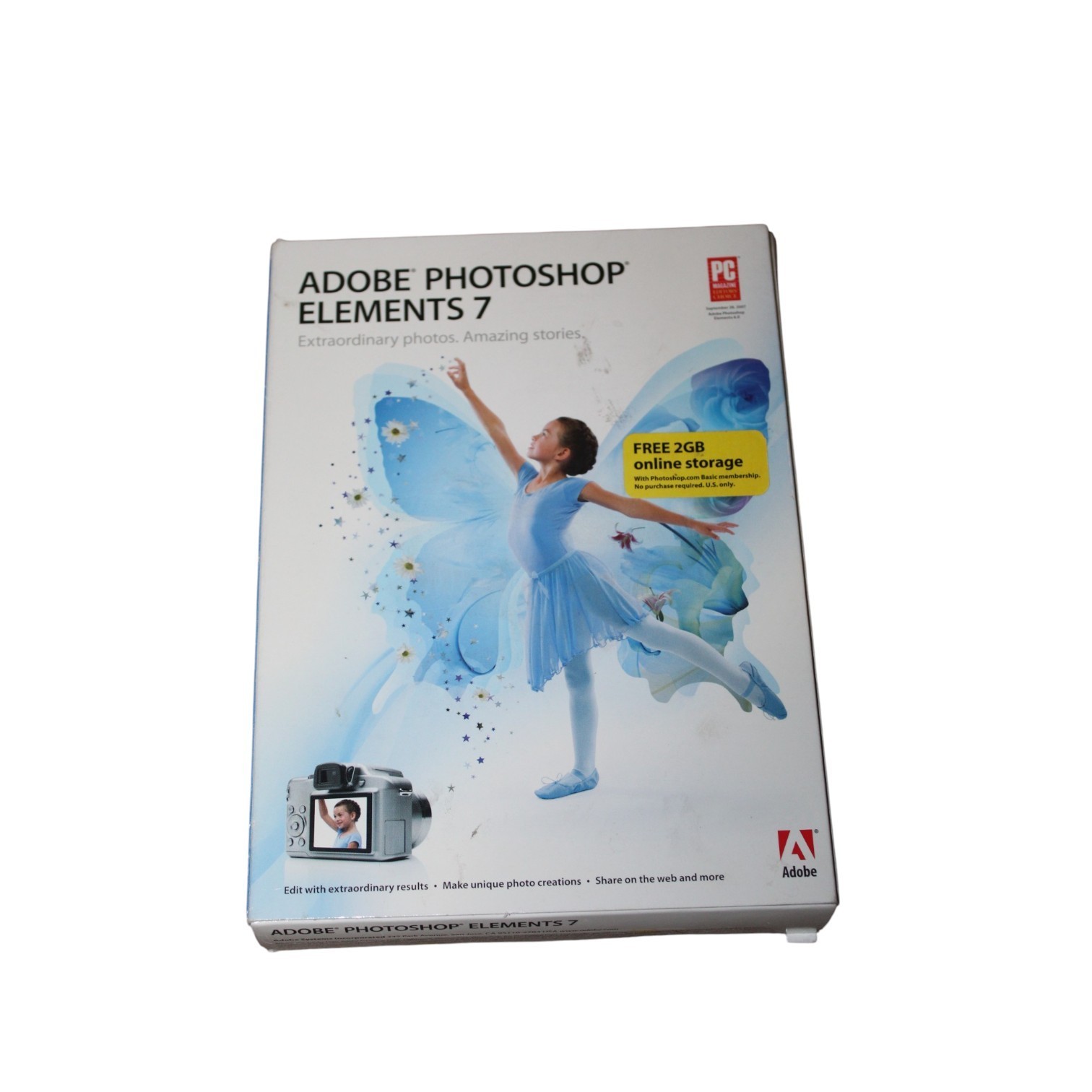 Adobe Photoshop Elements 7 Windows Software CD Complete W/ Box Manual Photo Edit