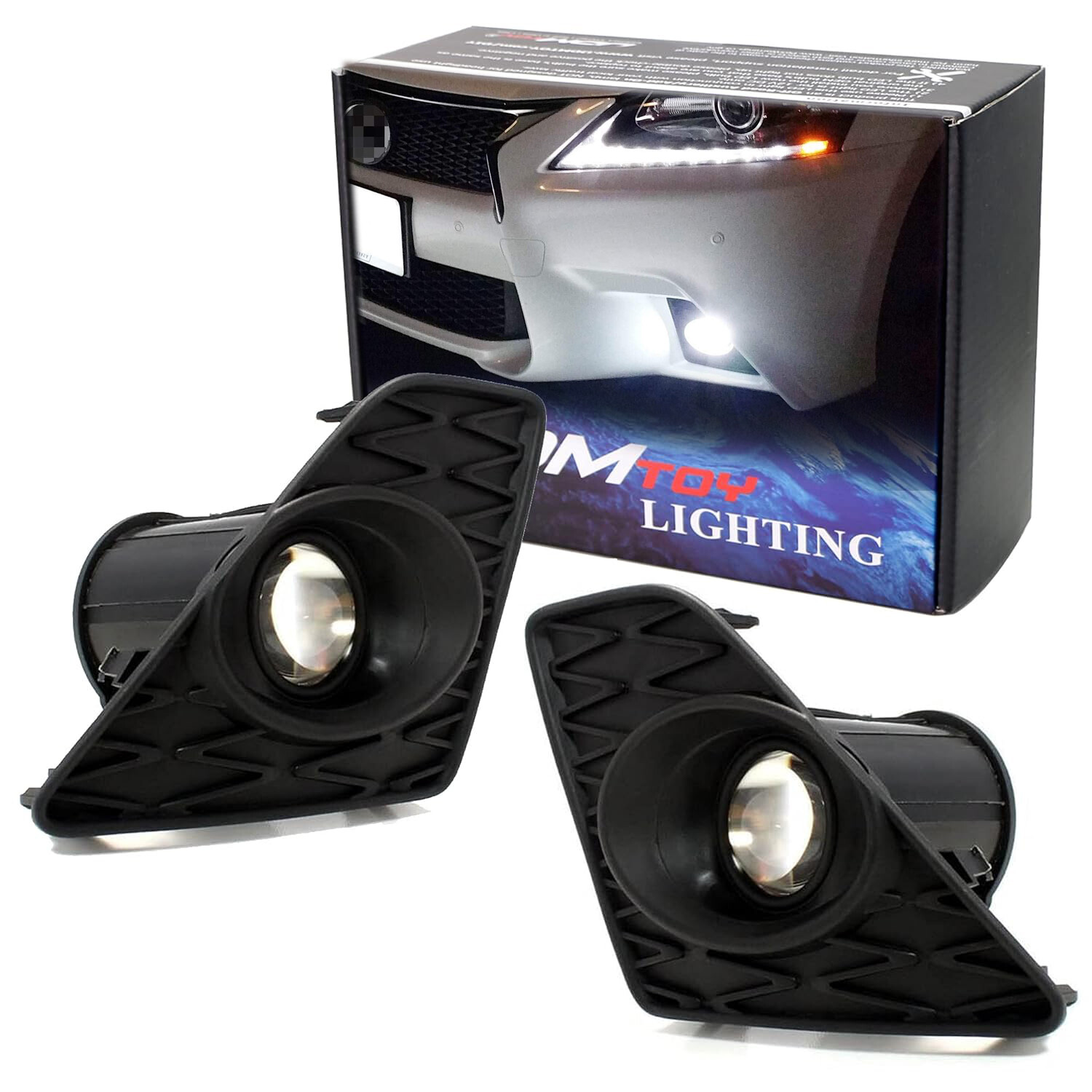 White TRD 15W Projector LED Fog Light Kit For 2013-15 Lexus GS w/ F-Sport Bumper