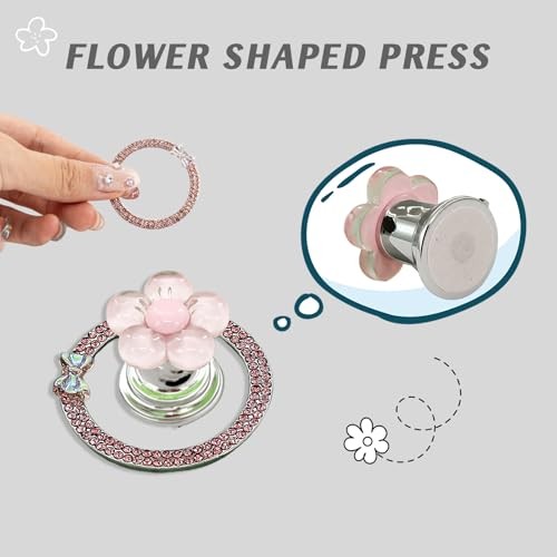 Push Start Button Cover, Flower Car Accessories, Pink Car Decor ＆ Accessories