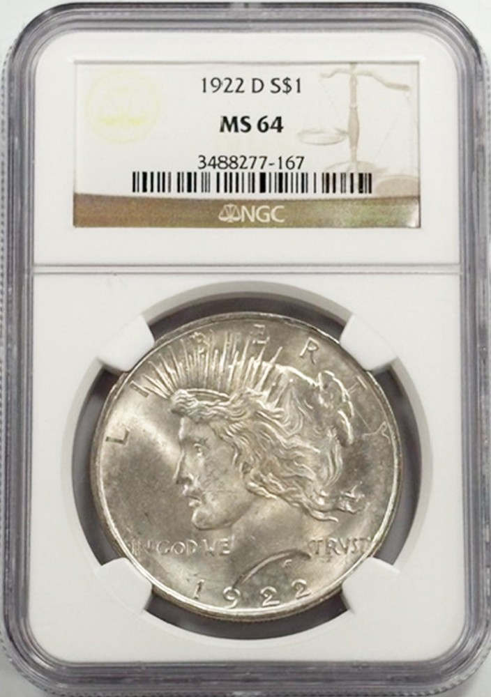 1922 D S$1 NGC MS64