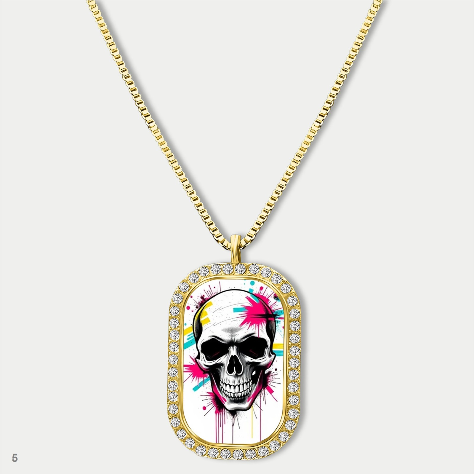Gorgeous Skeleton Graffiti Skull Fashion Pendant Necklace Chain Image Dog Tag Ch