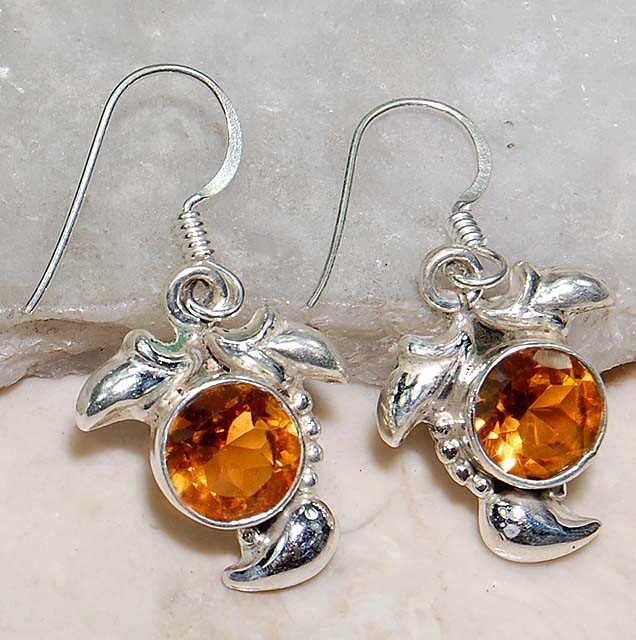 Natural Golden Citrine 925 Solid Sterling Silver Earrings Jewelry @B15-7